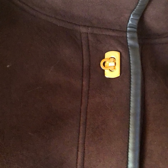 GALLERY Brown Faux Suede Coat Size Medium - Picture 4 of 12